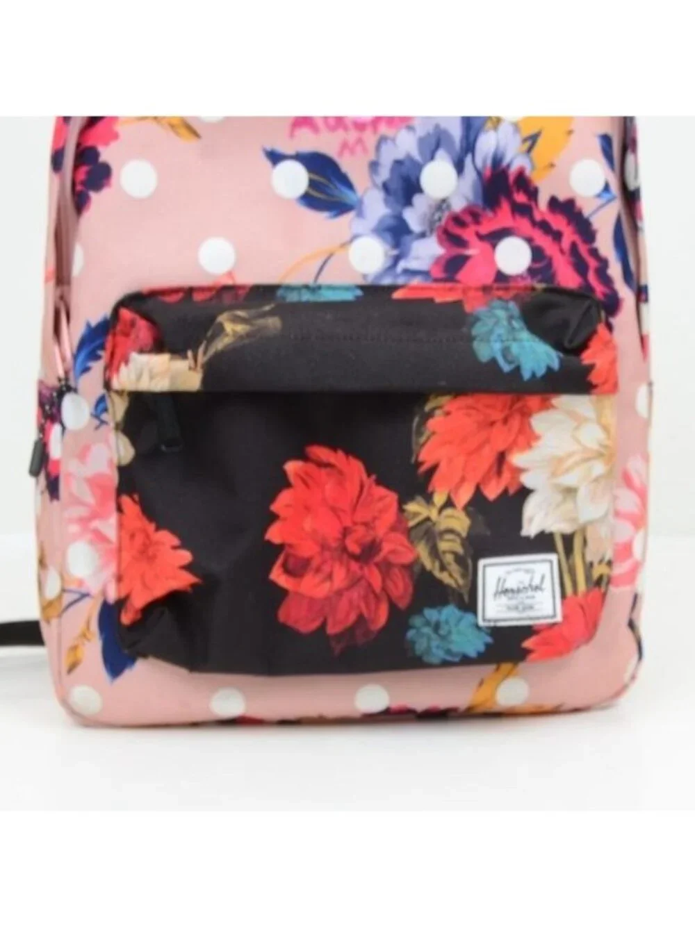 Herschel Nova Colorful Winter Flora Vintage Floral Black Polka Dot Backpack